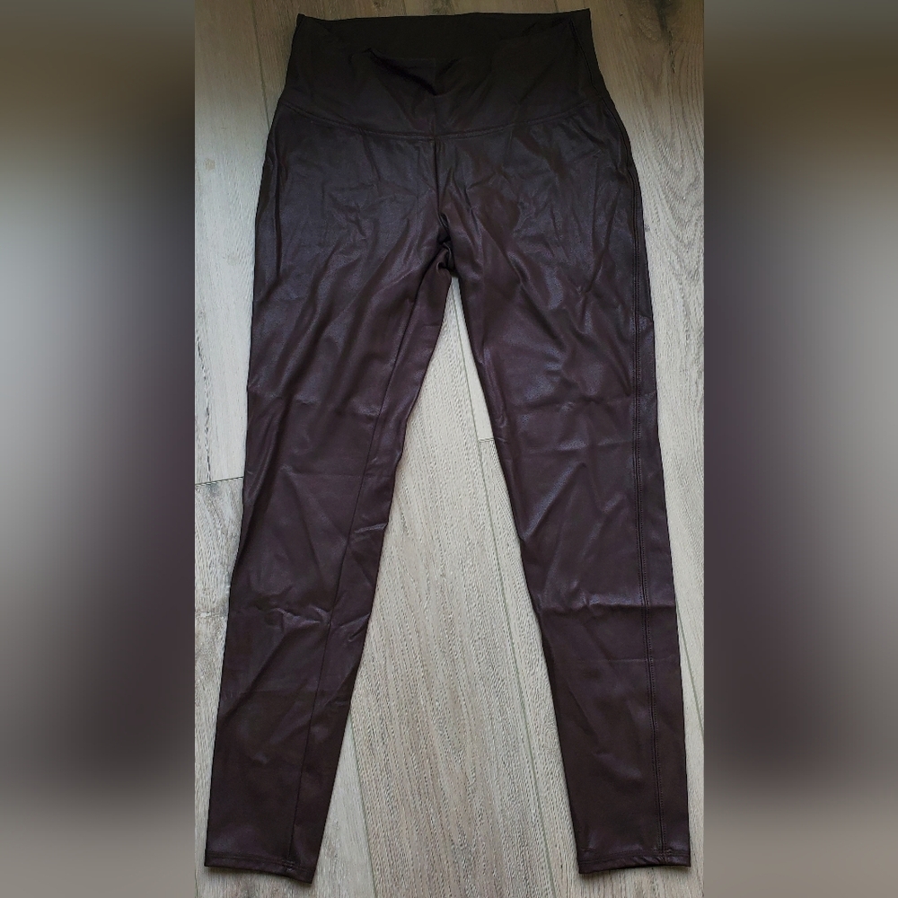 Time and Tru Pleather Brown Leggings